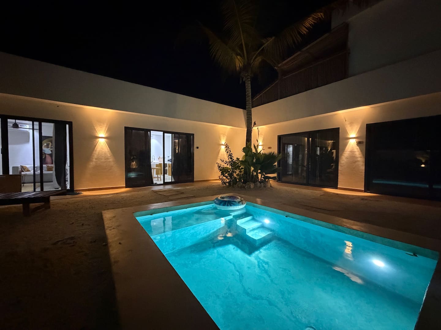 The private pool at dusk
